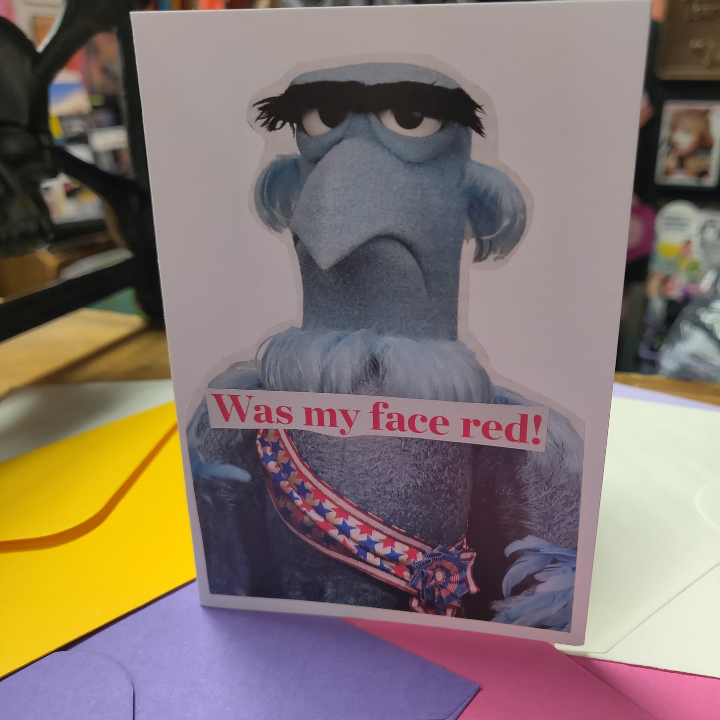 Was my face red! Collage Blank GREETiNG CARD