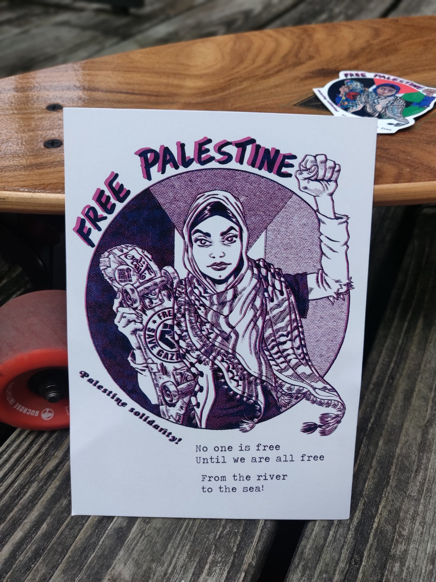 ** Free Palestine POSTCARD / STiCKER ** Donation to Gaza Skate Team
