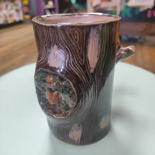 Tree Bark Ceramic Beeb Log MUG