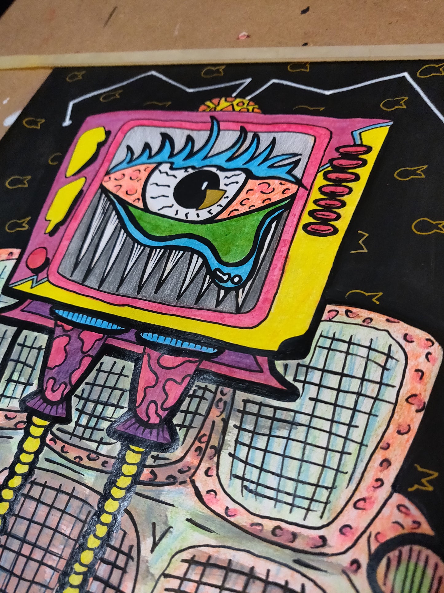 Claire TV Monster Original Drawing by @TapedOffTV