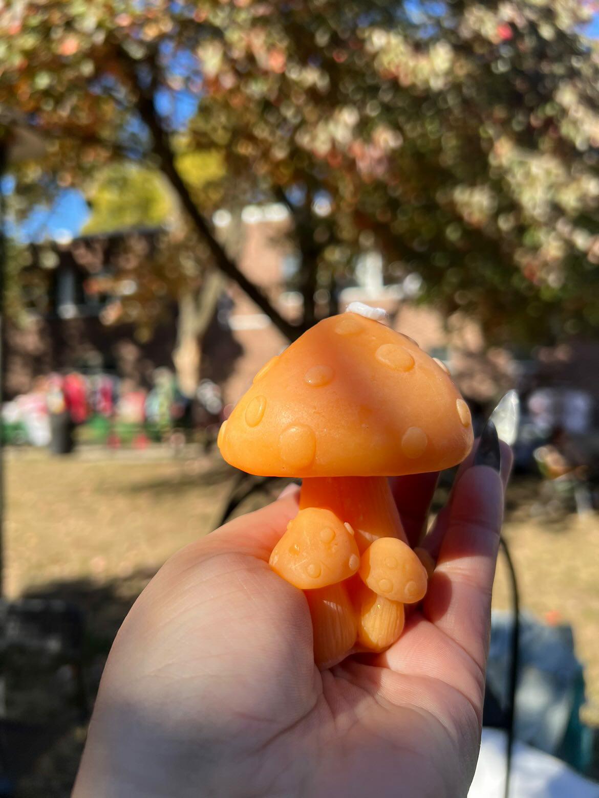 Toadstool Mushrooms Pillar CANDLE by Sick Wax World