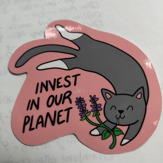 Invest in our Planet Cat STiCKER