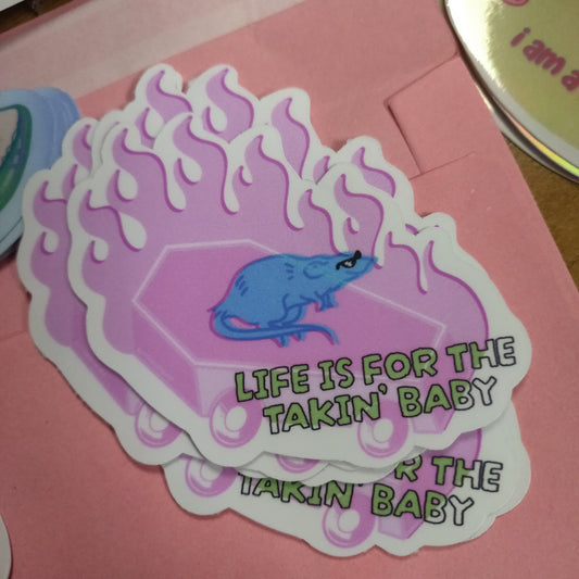 Life is for the takin' Baby STiCKER