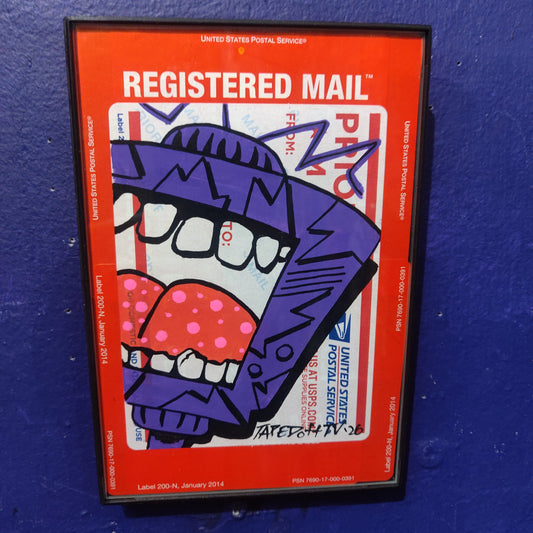 Registered Mail Purple Peek Framed TV Monster by @TapedOffTV