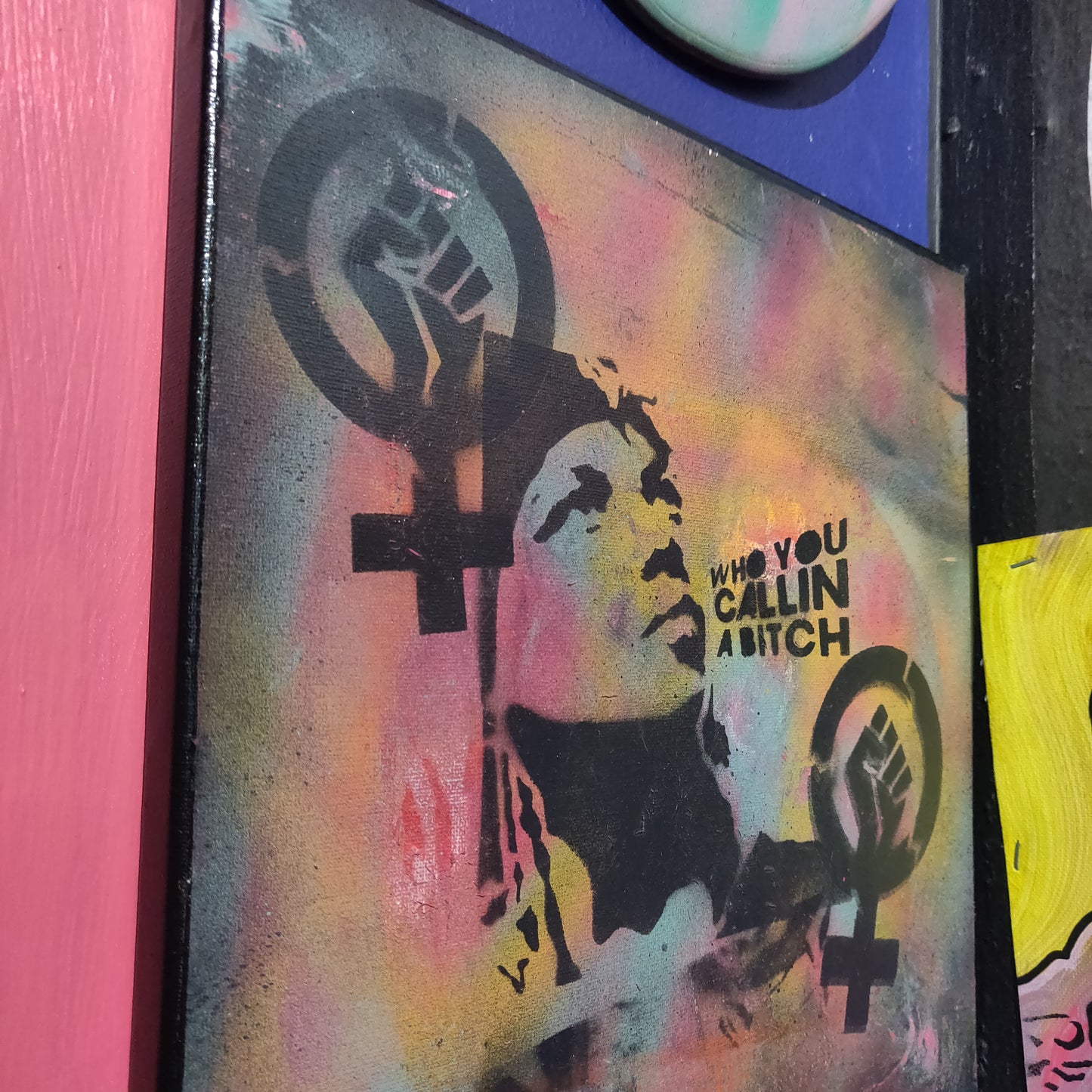 Queen Latifah U.N.I.T.Y. PAiNTiNG by Taped Off TV " Who You Callin' A Bitch "