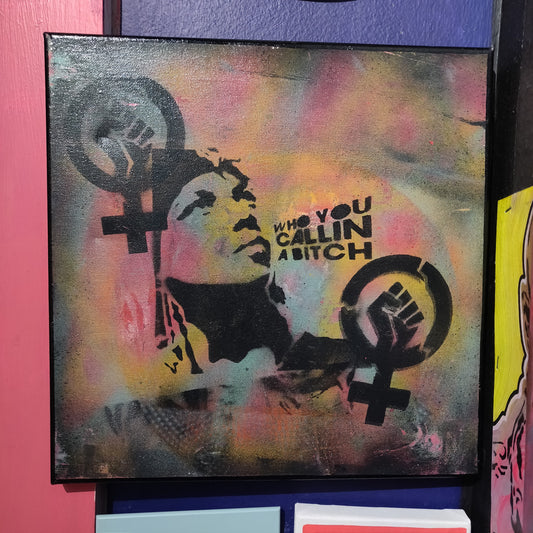 Queen Latifah U.N.I.T.Y. PAiNTiNG by Taped Off TV " Who You Callin' A Bitch "