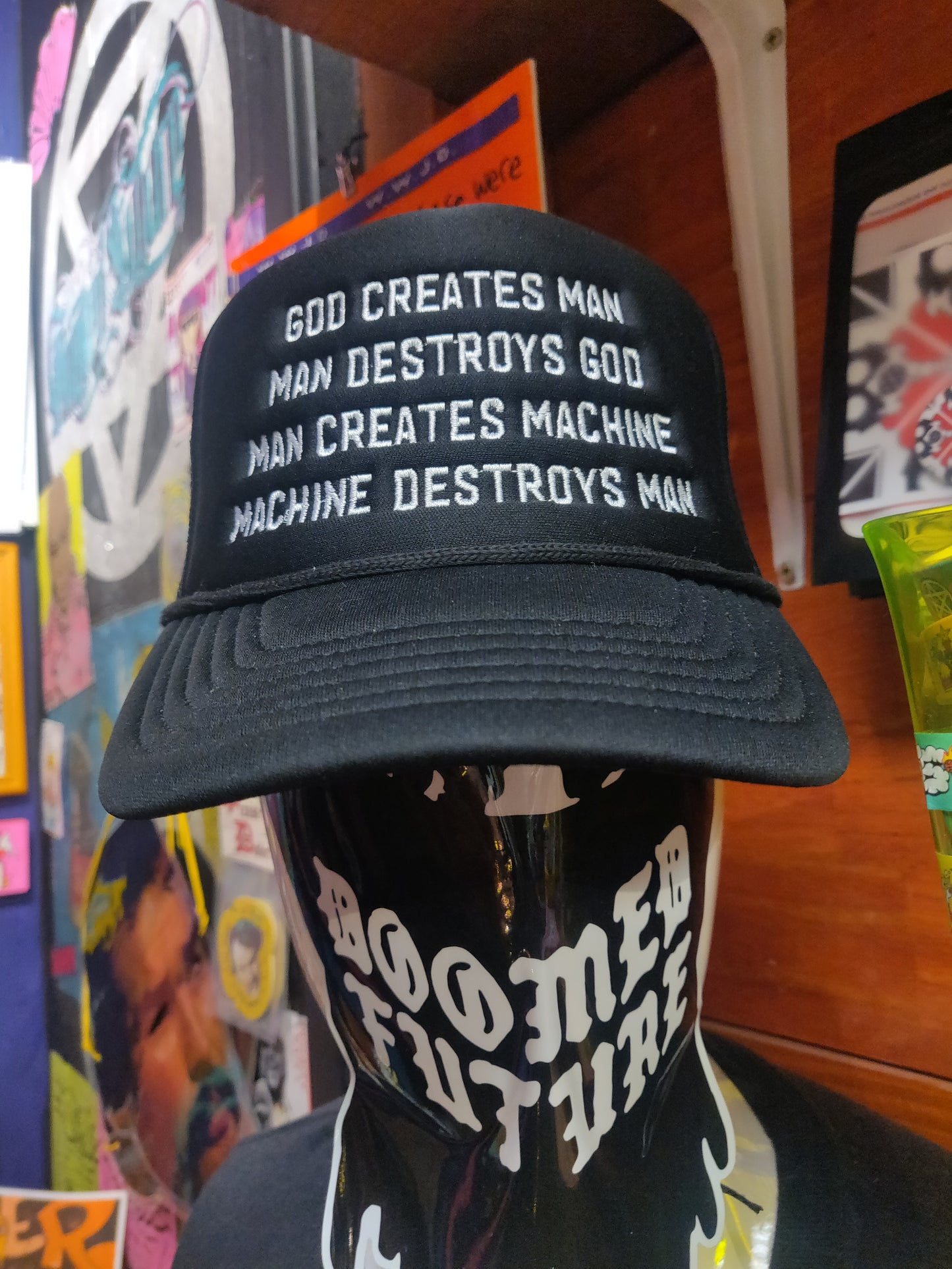 God Creates Man... TRUCKER HAT by Doomed Future