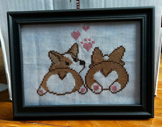 Corgis Framed Cross-Stitch