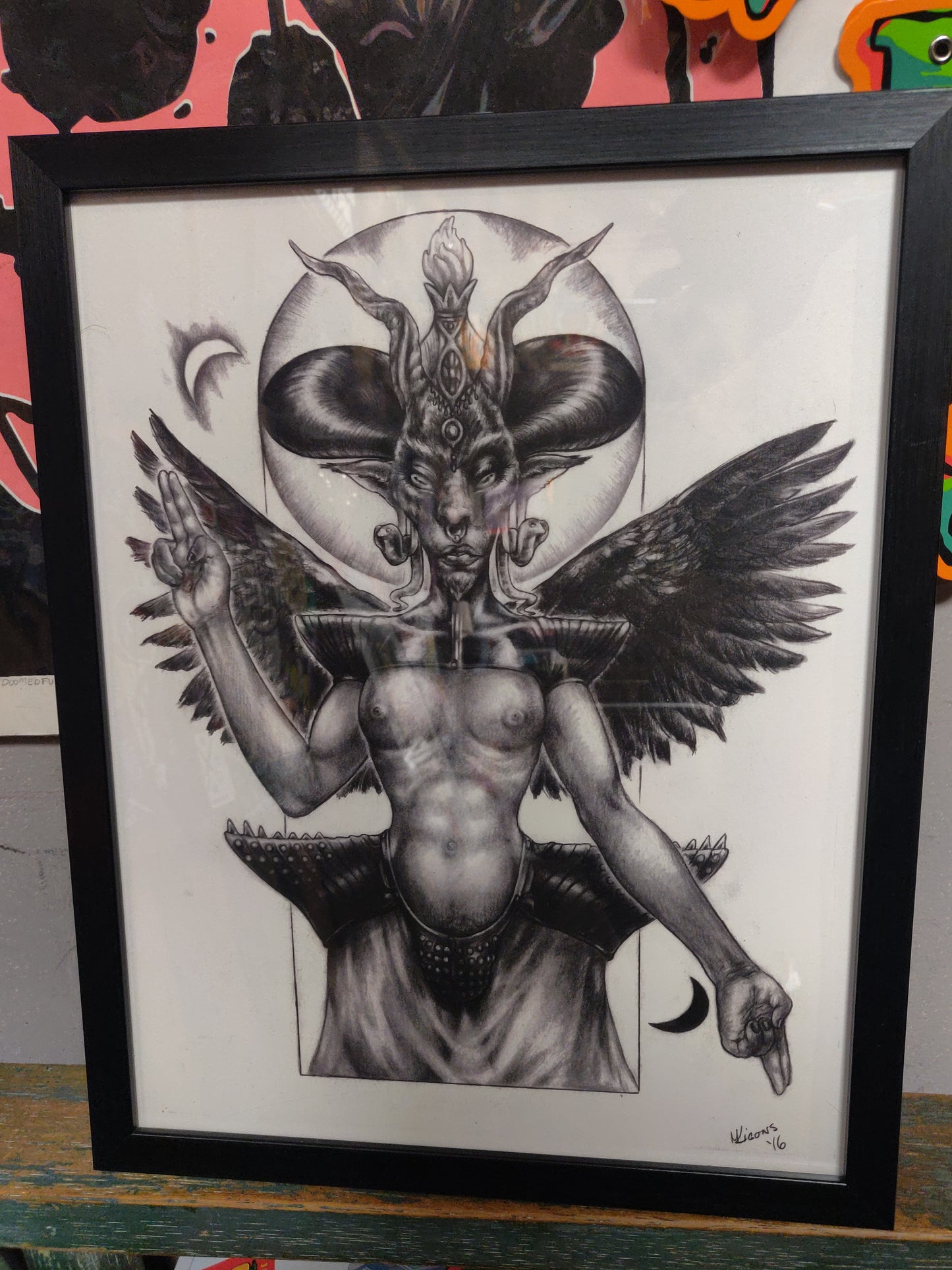 Framed Baphomet ART PRINT by Monique Ligons