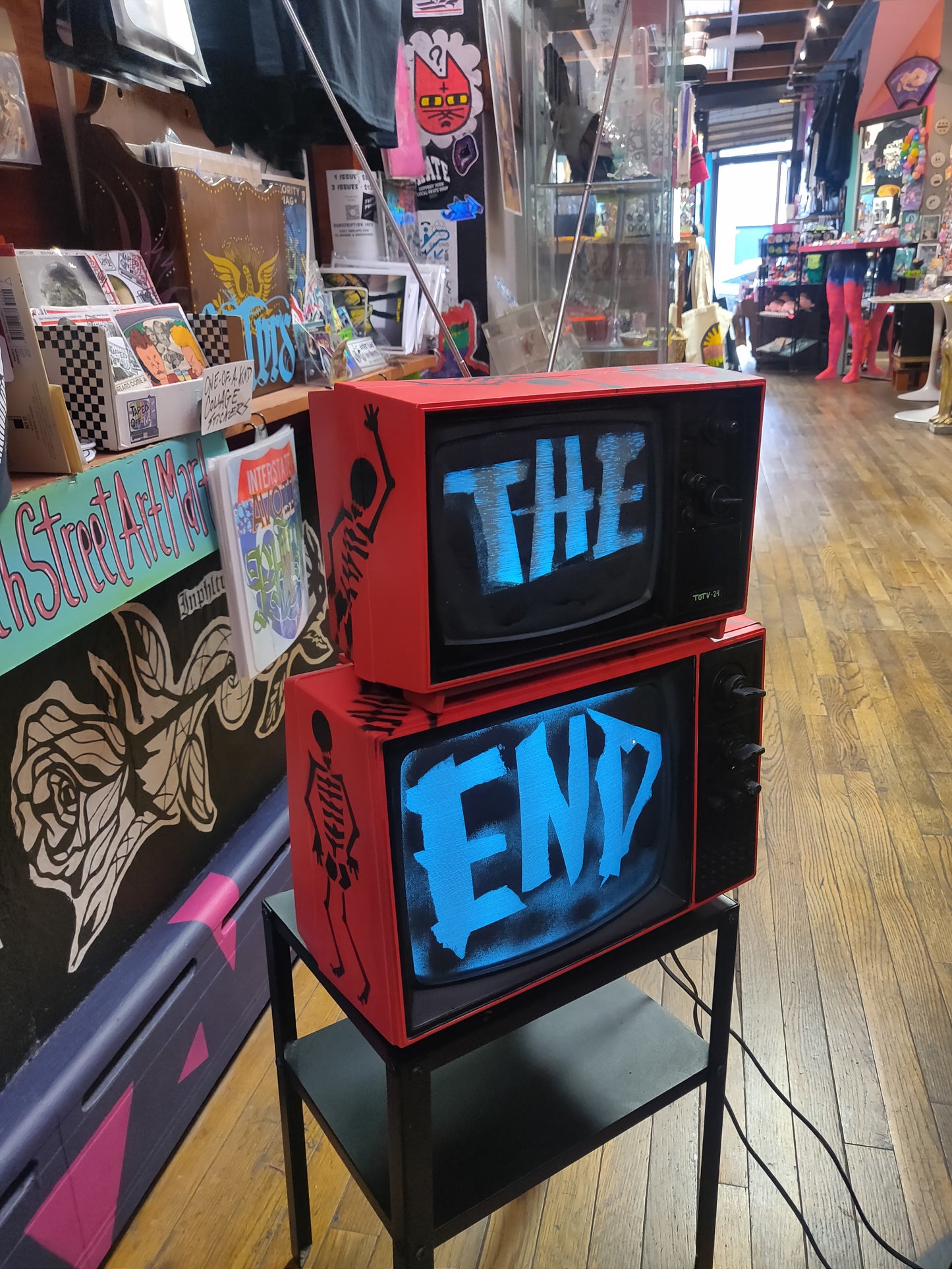 THE END Spray-Painted Skeleton TELEVISION (works!) by @TapedOffTV