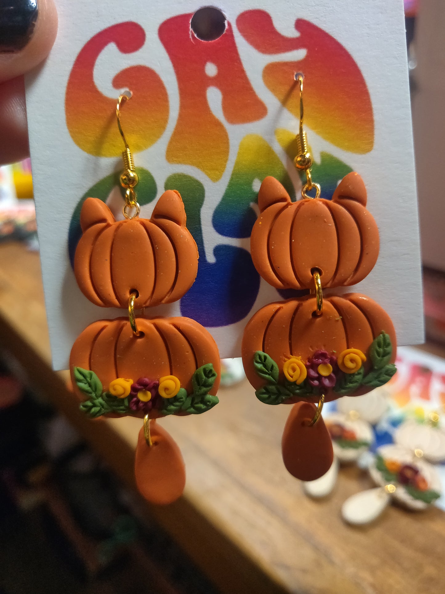 Pumpkin Cat EARRiNGS by Gay Clay