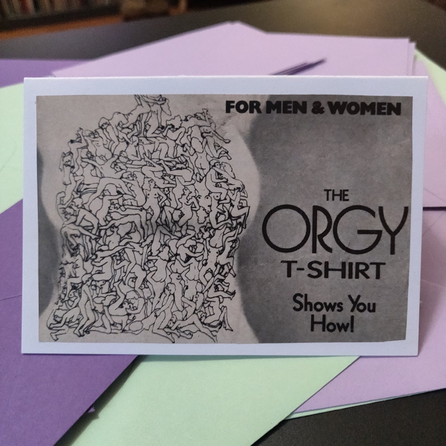 18+ Vintage Orgy Shirt Ad Collage GREETiNG CARD