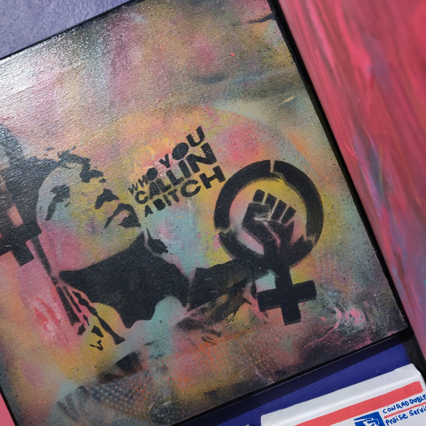 Queen Latifah U.N.I.T.Y. PAiNTiNG by Taped Off TV " Who You Callin' A Bitch "