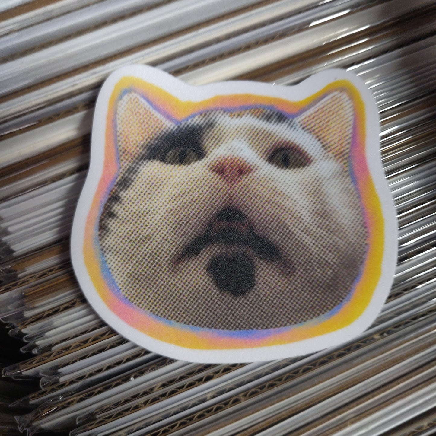Glitch Face Kippo Cat STiCKER by Soop