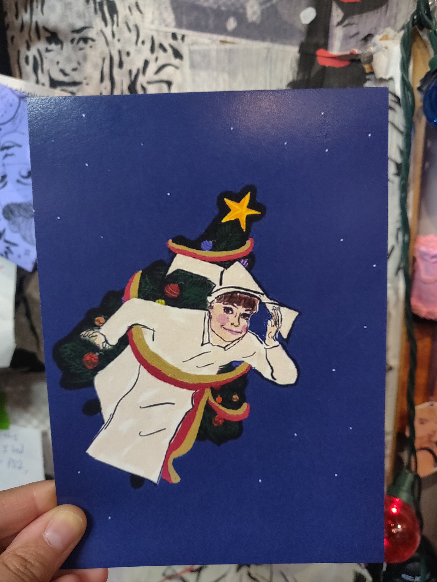 The Flying Christmas Nun POSTCARD / SMALL PRiNT