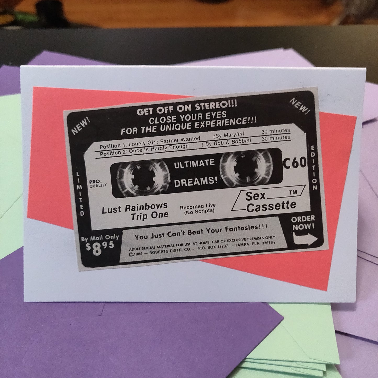 18+ Vintage Sex Cassette Ad Collage GREETiNG CARD