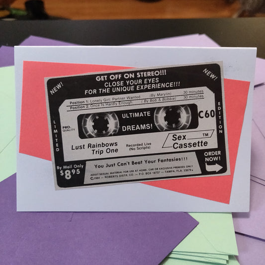 18+ Vintage Sex Cassette Ad Collage GREETiNG CARD