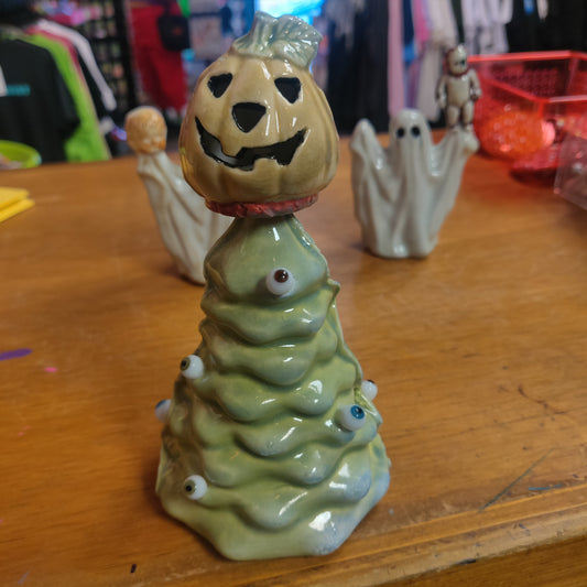 Spooky Pumpkin Eyeball Tree Ceramic STATUE
