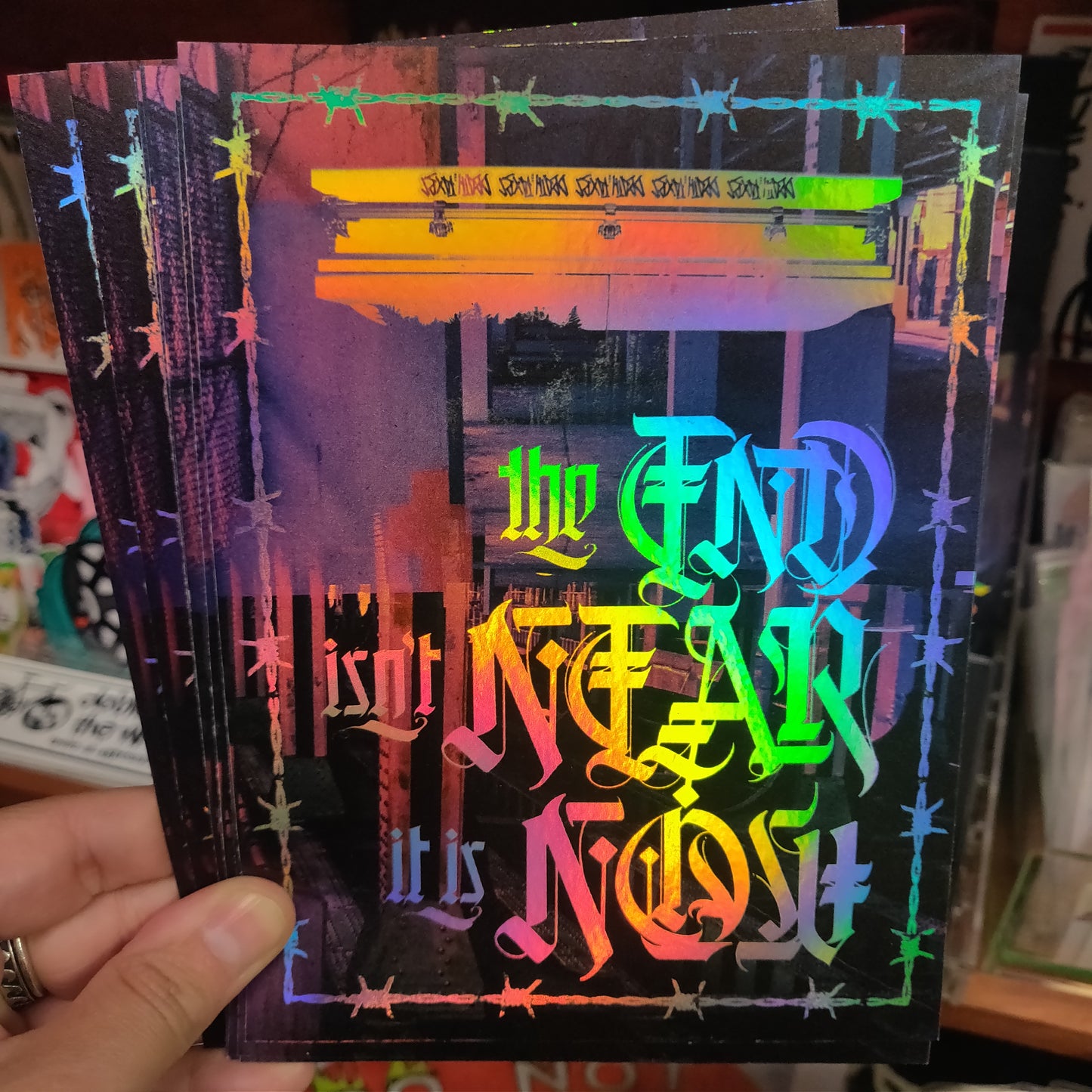 The End isn't Near it is Now Calligraphy XL STiCKER by Death and Taxes