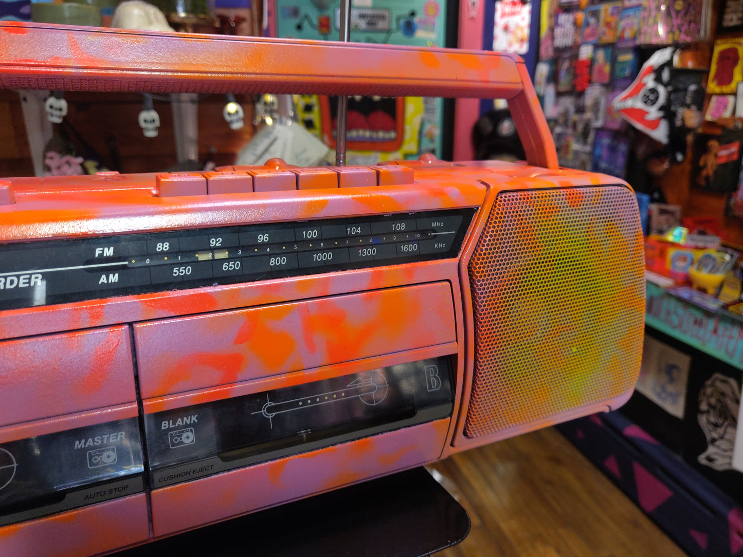 Custom Painted CASSETTE PLAYER + RADIO (works!!) by Taped Off TV