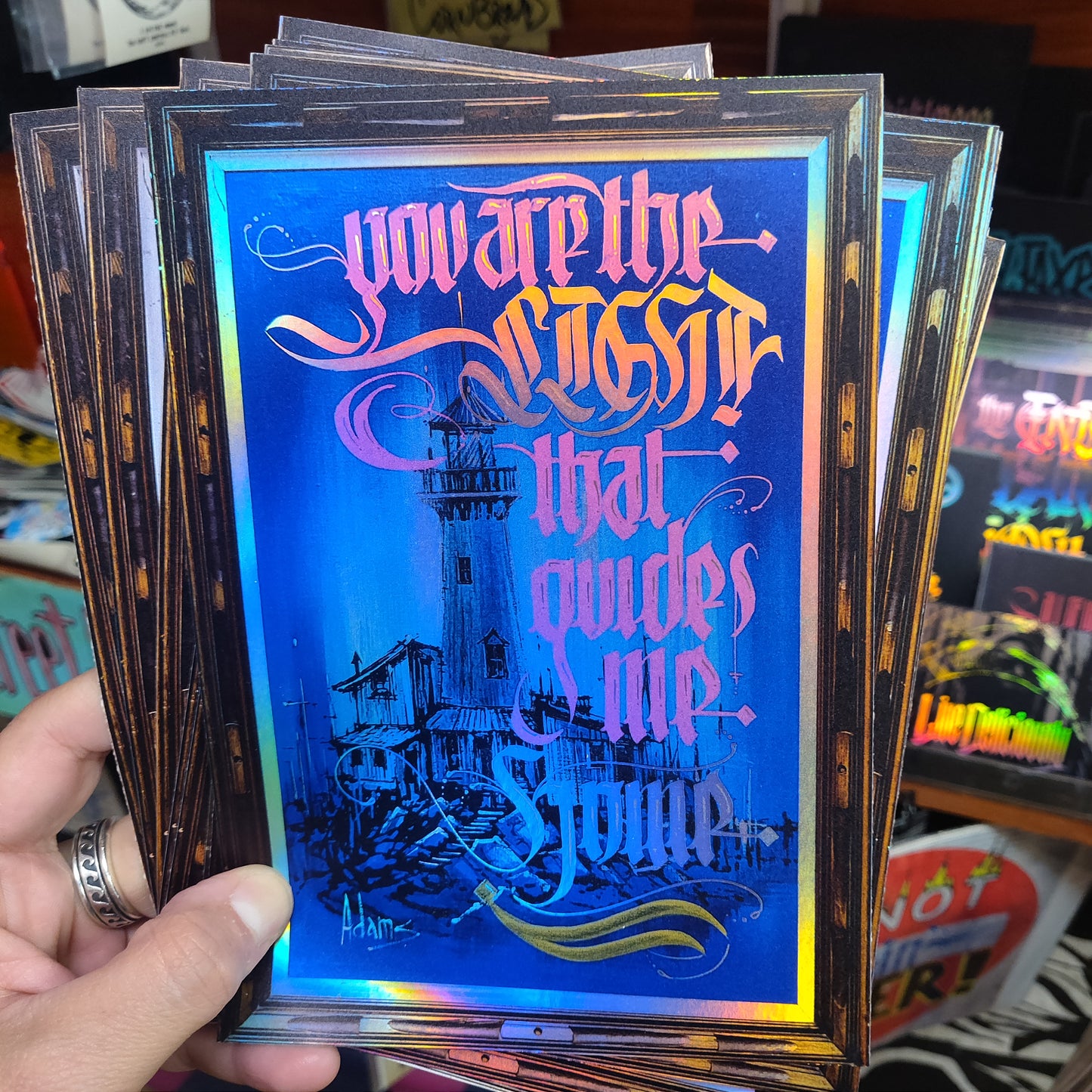 You are the light that guides me home Calligraphy XL STiCKER by Death and Taxes
