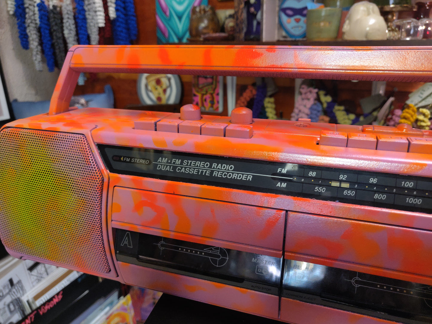 Custom Painted CASSETTE PLAYER + RADIO (works!!) by Taped Off TV