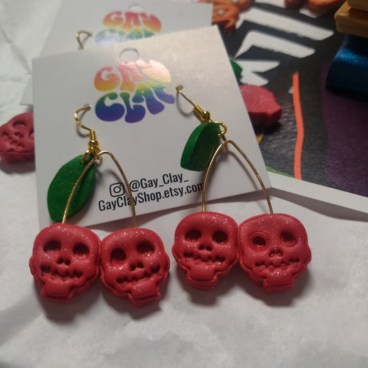 Cherry Skull EARRINGS by Gay Clay