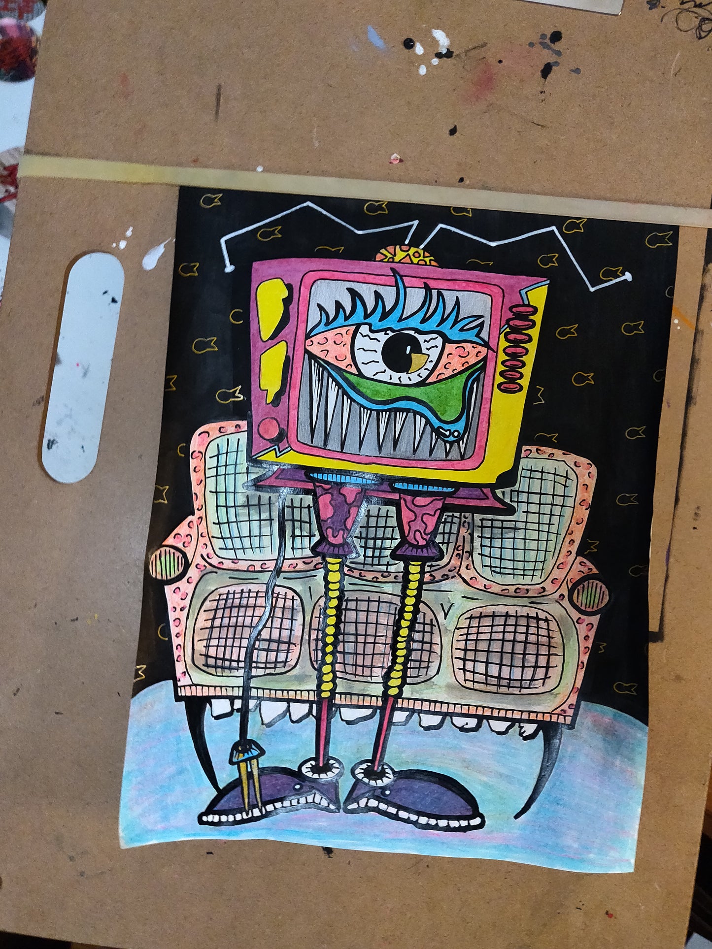 Claire TV Monster Original Drawing by @TapedOffTV