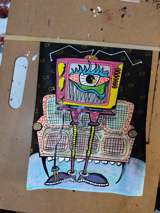 Claire TV Monster Original Drawing by @TapedOffTV