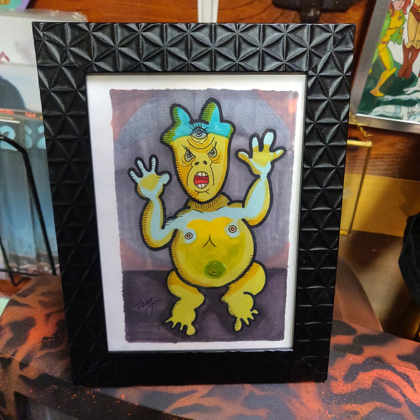 Monster Baby Framed Original Drawing WALL ART