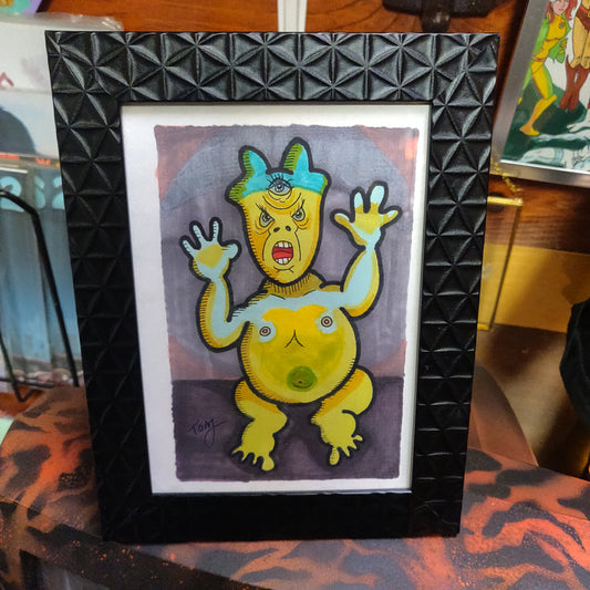 Monster Baby Framed Original Drawing WALL ART