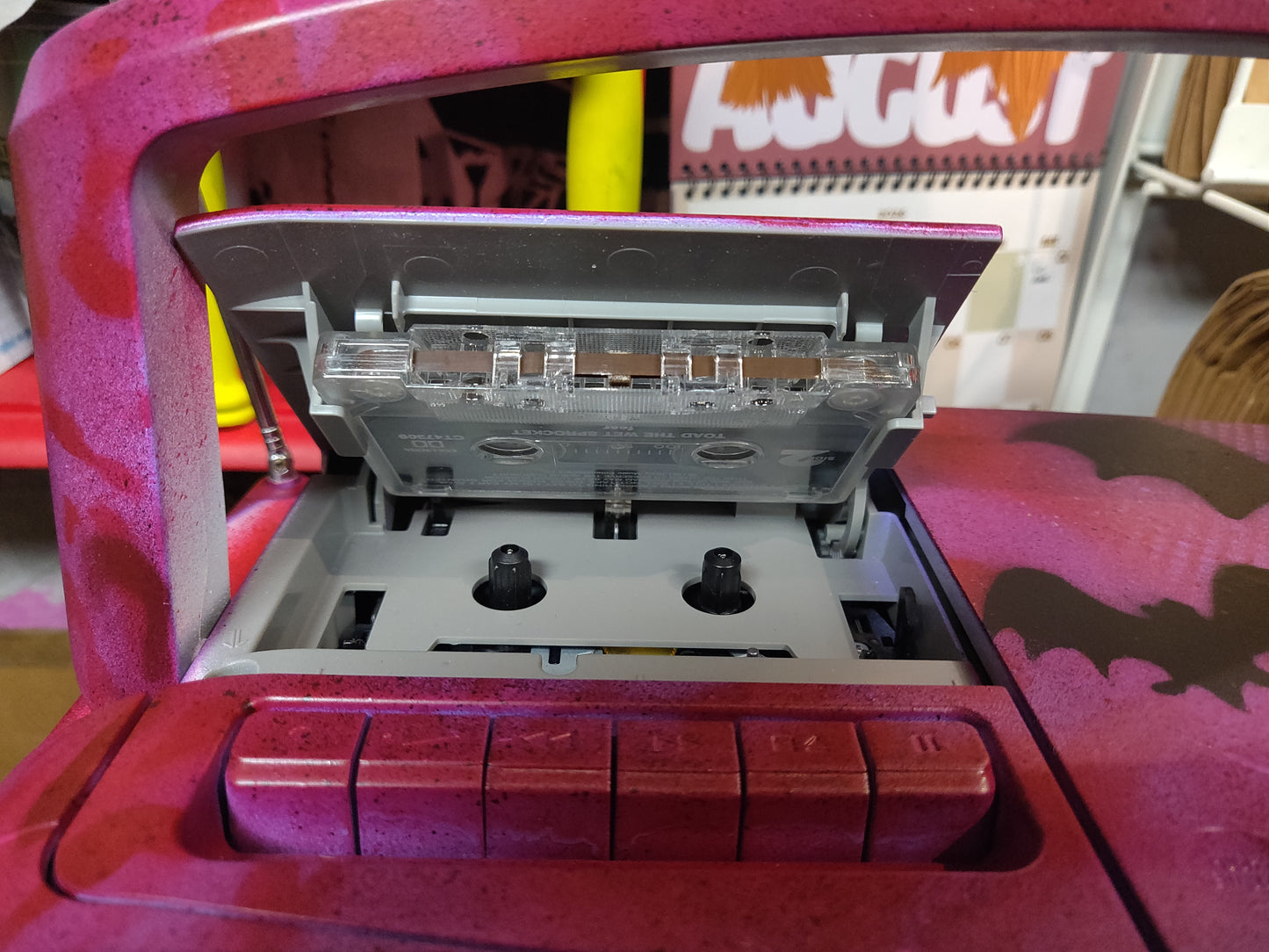 Bats Custom Painted CASSETTE PLAYER + RADIO (works!!) by Taped Off TV