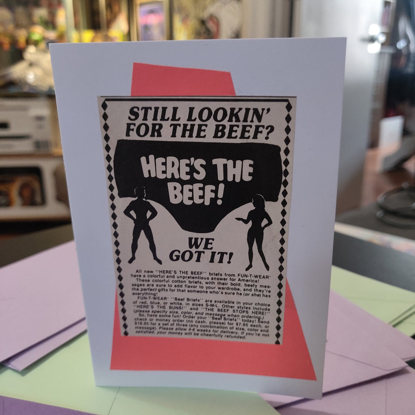 18+ Vintage Here's The Beef! Ad Collage GREETiNG CARD