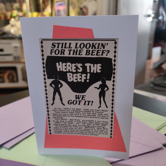 18+ Vintage Here's The Beef! Ad Collage GREETiNG CARD
