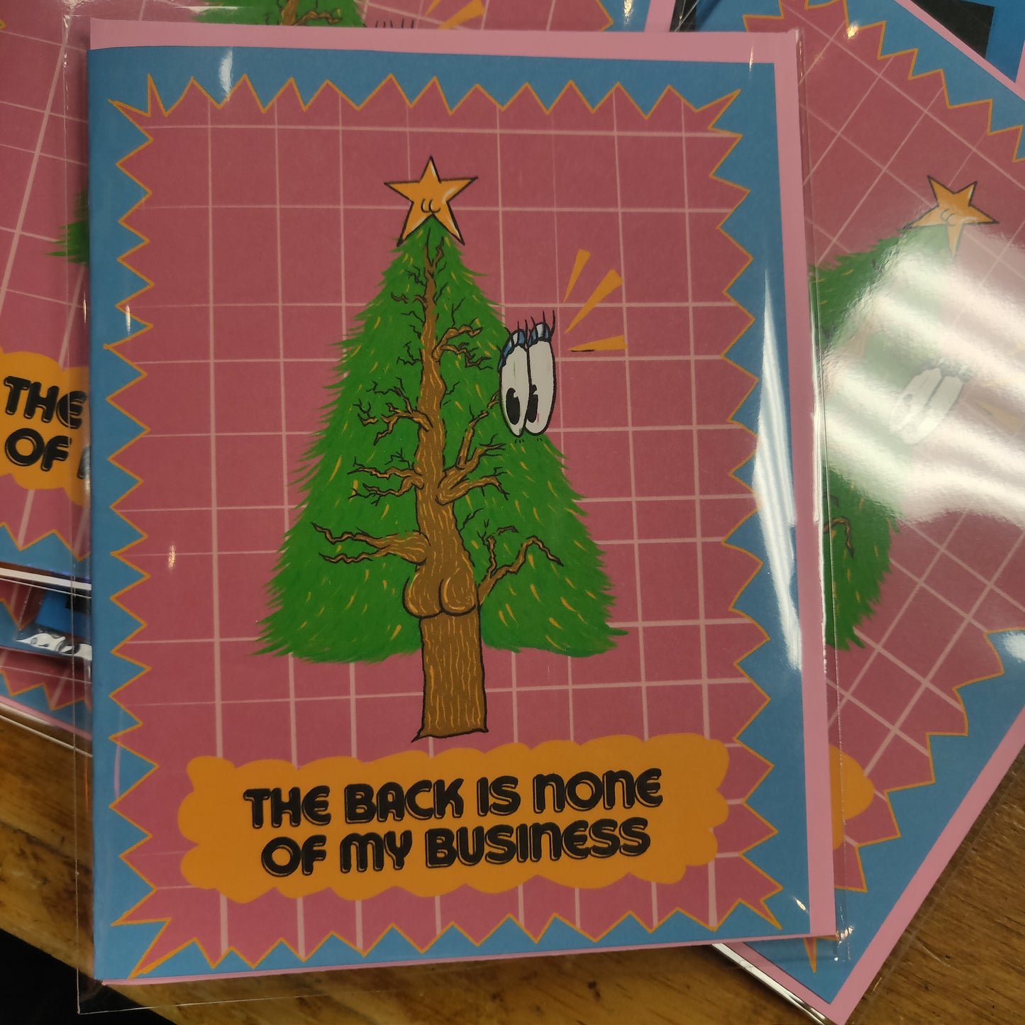 The Back is None of My Business Blank GREETiNG CARD Christmas Tree
