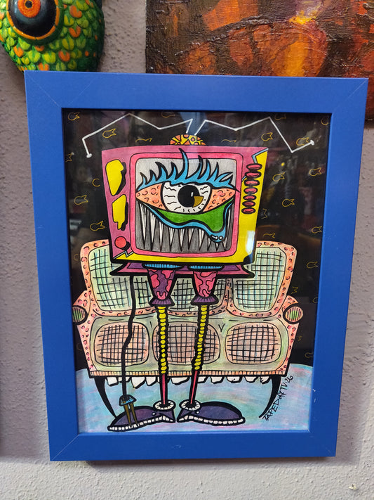 Claire TV Monster Framed Original Drawing by @TapedOffTV