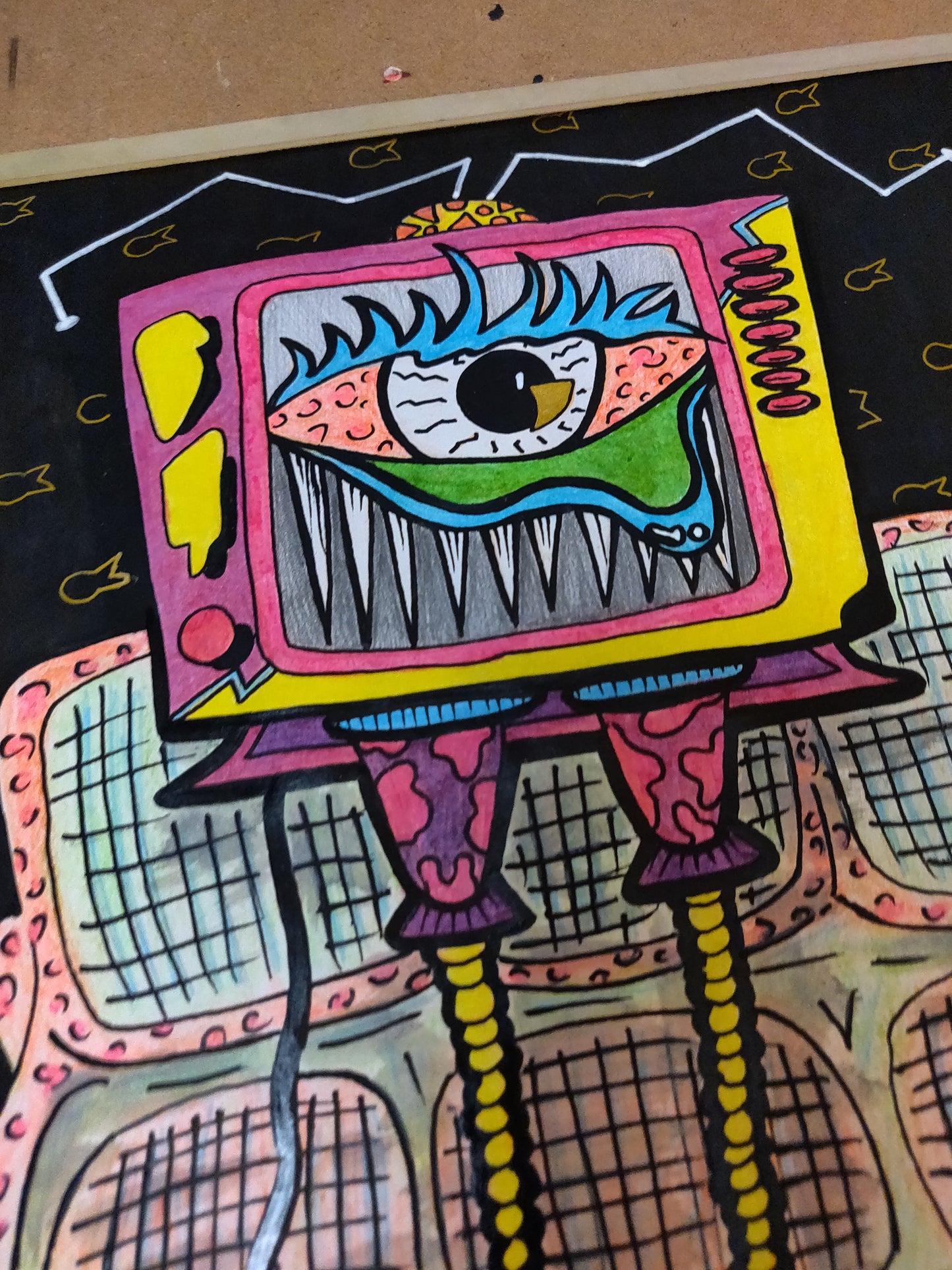 Claire TV Monster Original Drawing by @TapedOffTV