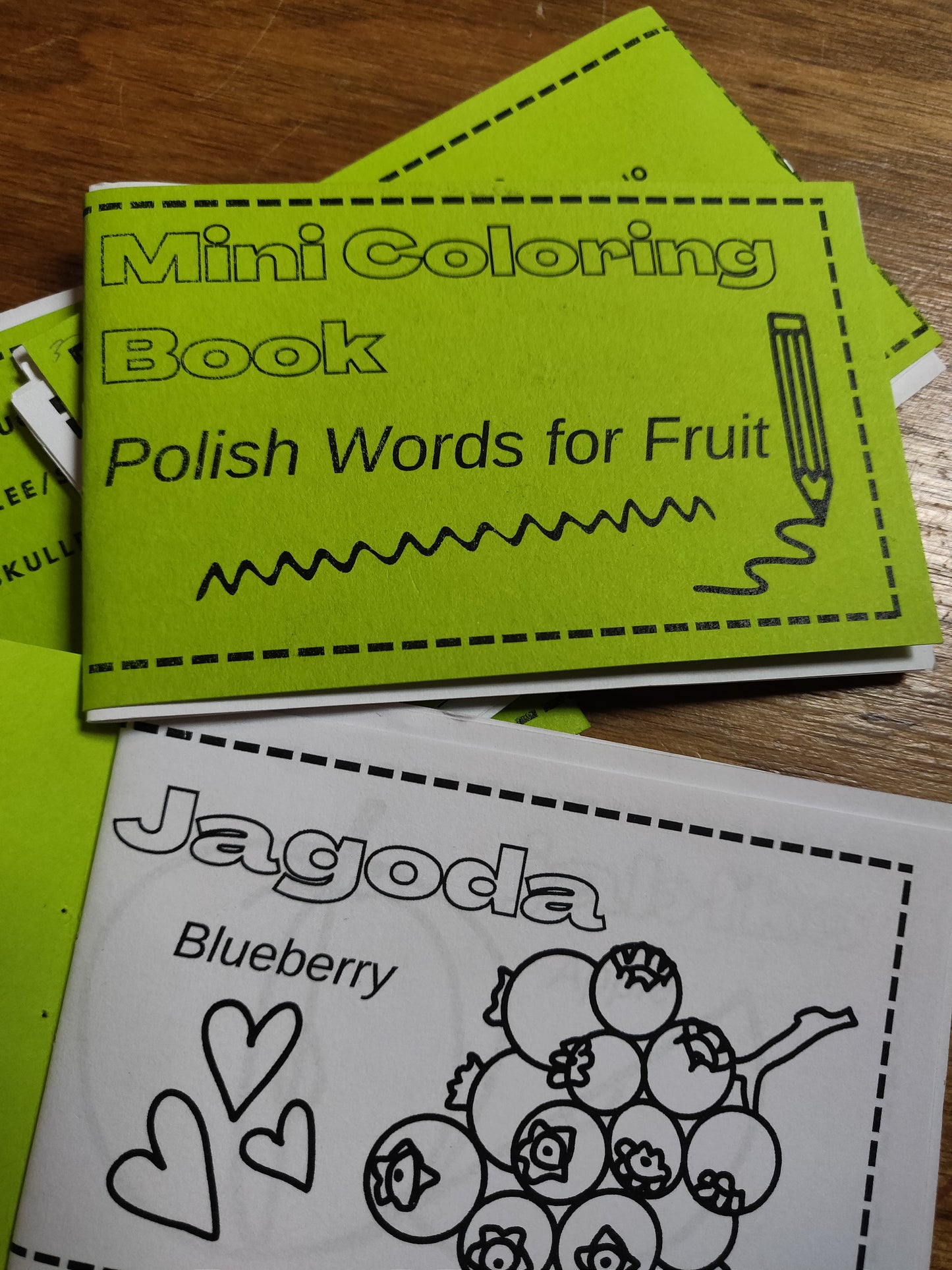 Mini Coloring Book ZiNE Polish Words for Fruit by Skullduggery Studios