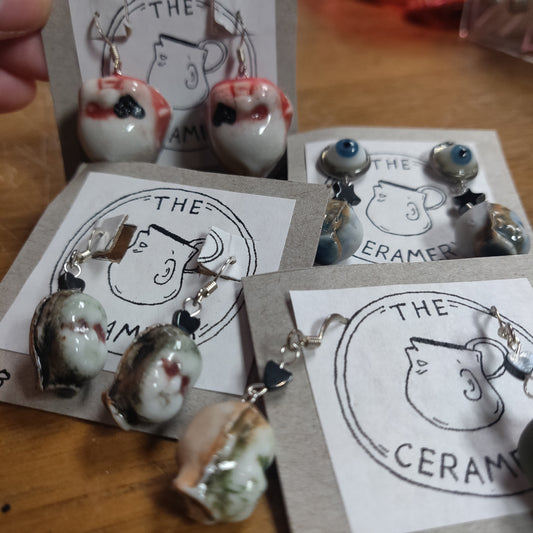 Ceramic Beeb Head Dangle EARRiNGS by The Ceramery