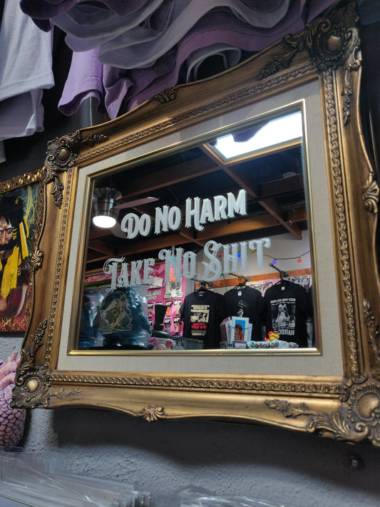 Do No Harm Take No Shit Etched Gold Framed MiRROR