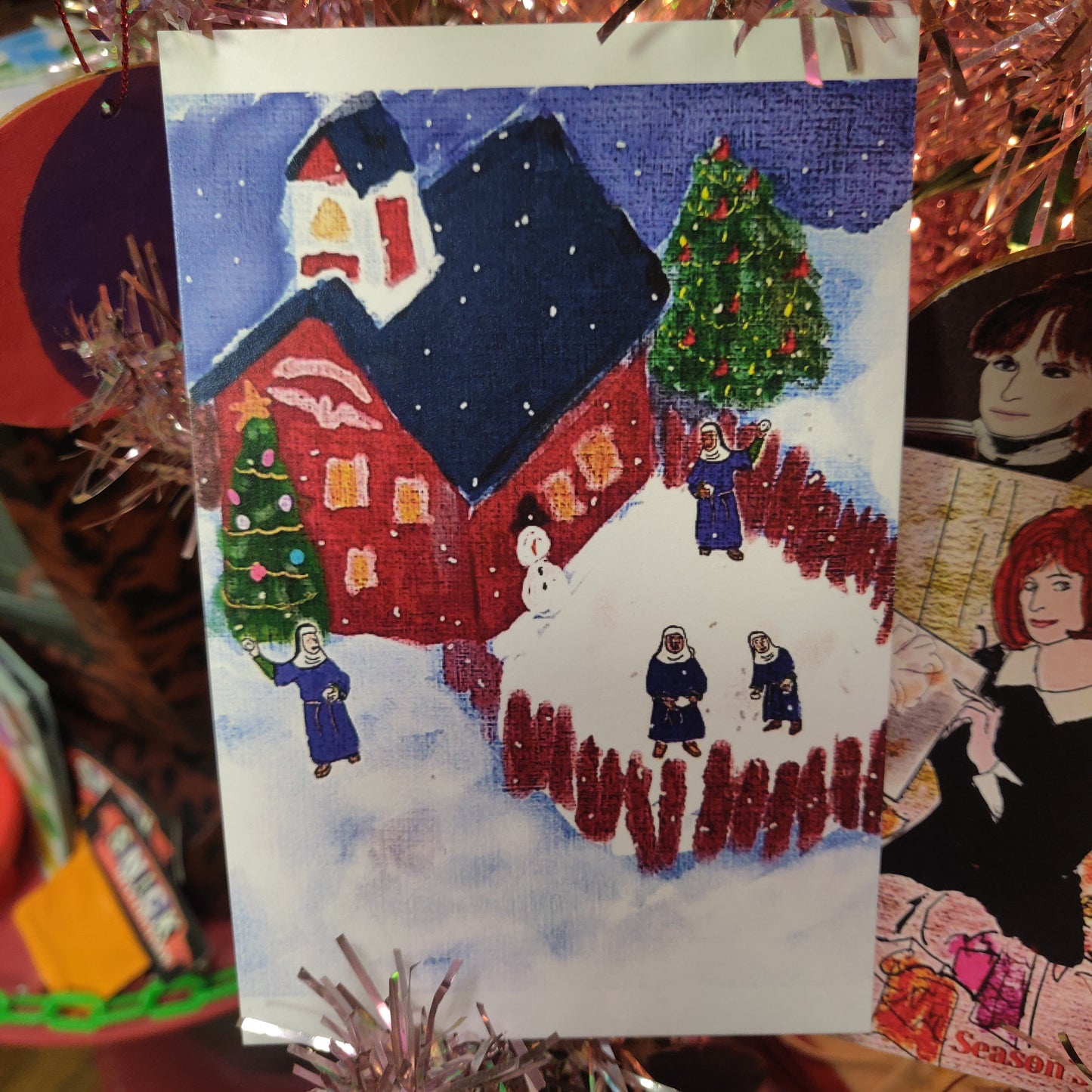 Nuns Having a Snowball Fight POSTCARD