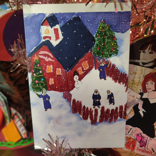 Nuns Having a Snowball Fight POSTCARD