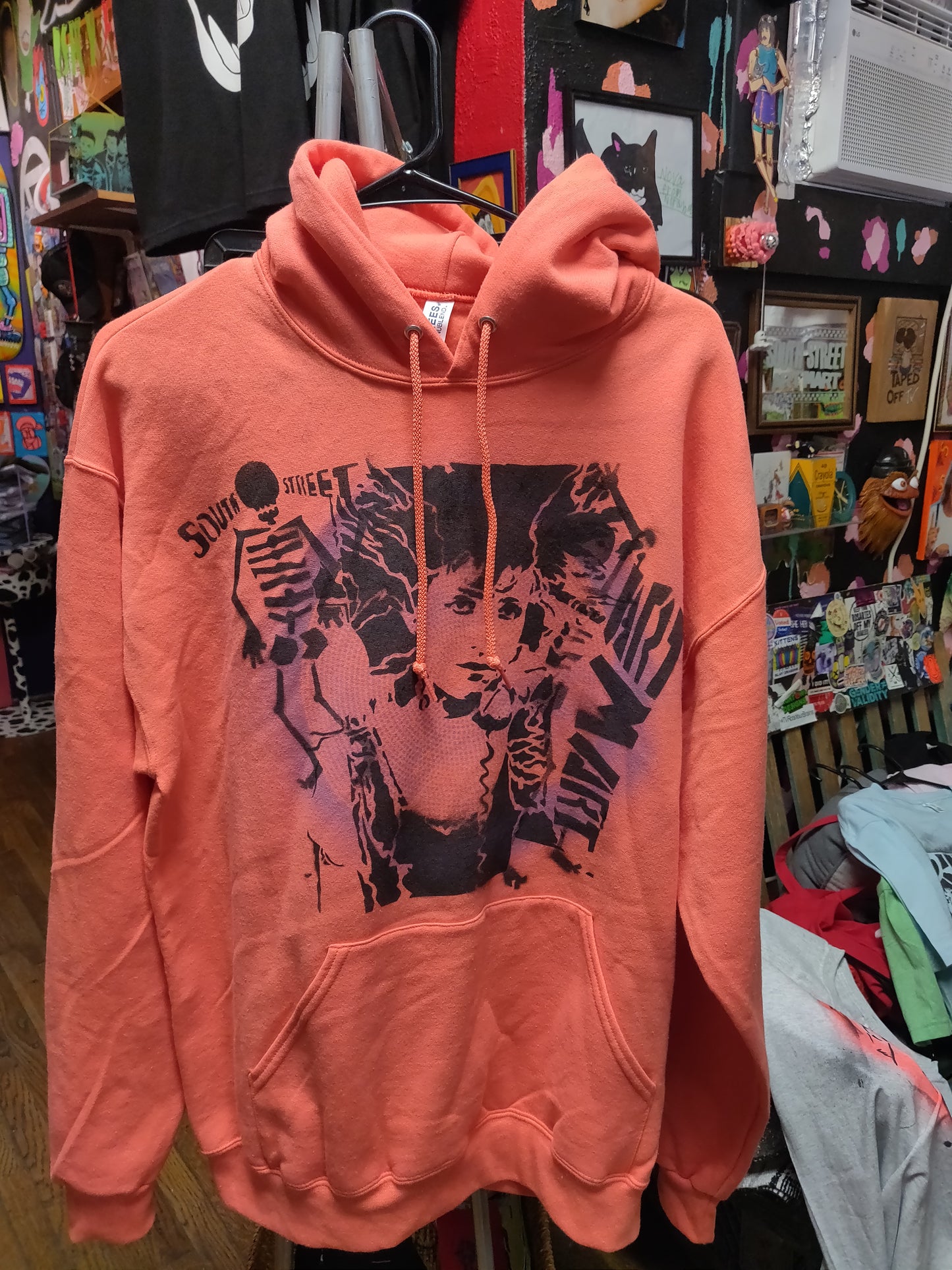 Iona South Street Art Mart Skeletons Spray Painted HOODiE