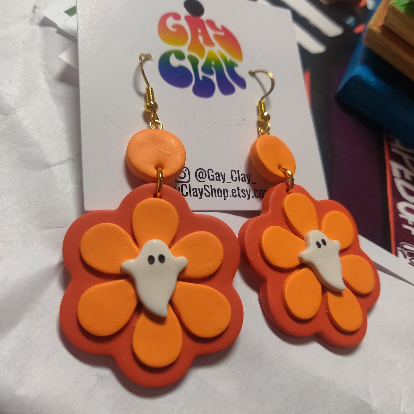 Ghost Flower EARRINGS by Gay Clay