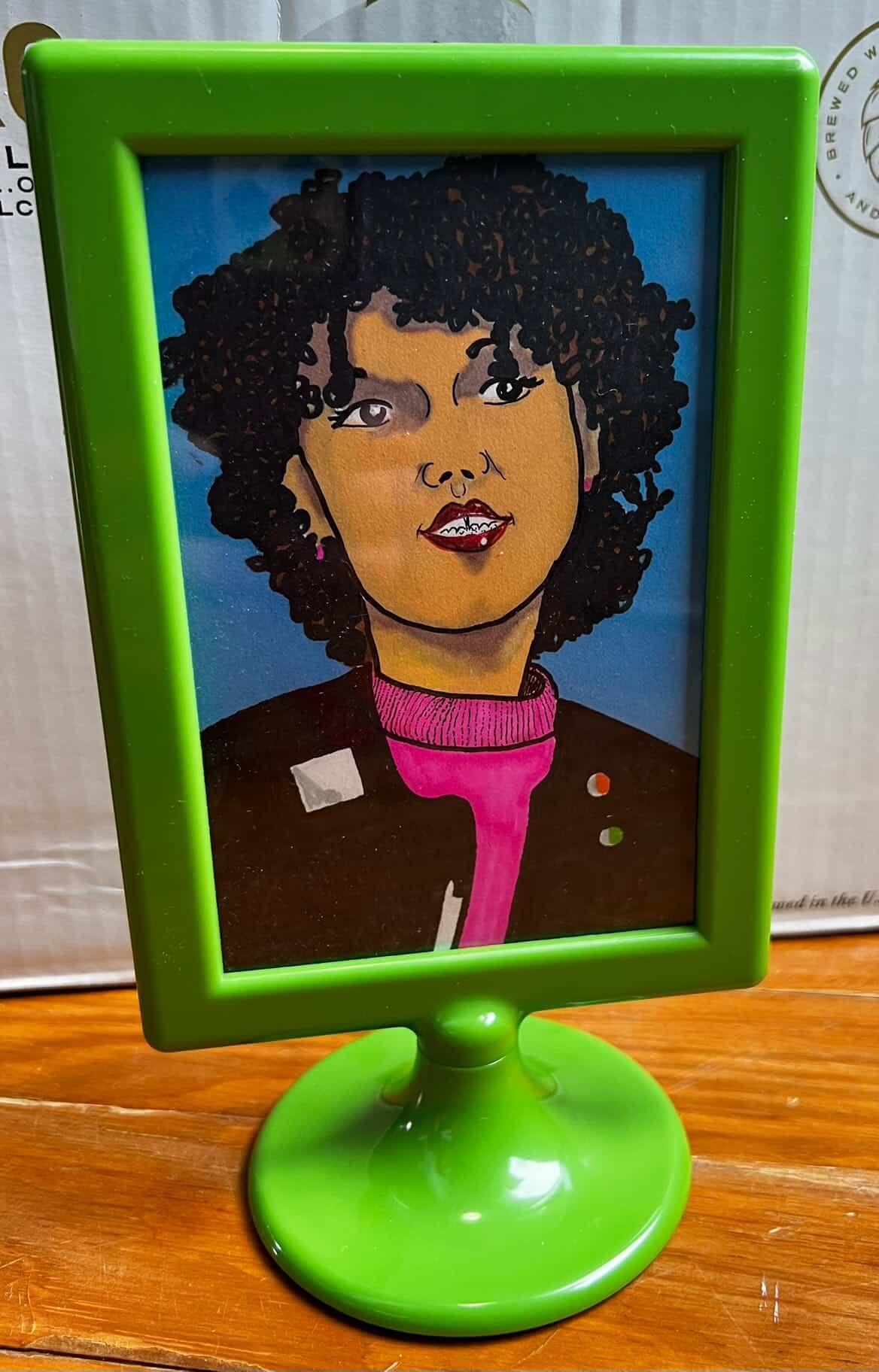 Joan & Poly Green Standing Frame Original Drawing (double-sided) WALL ART