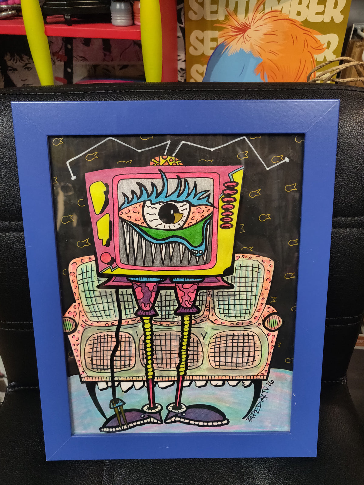 Claire TV Monster Framed Original Drawing by @TapedOffTV