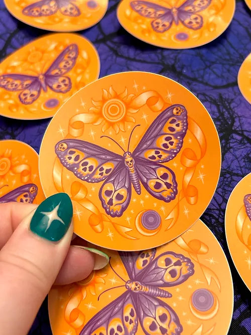 Skull Butterfly STICKER by @SophieMargotArt