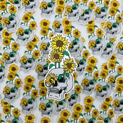 Sunflower Skull STICKER by Turnstyle Art