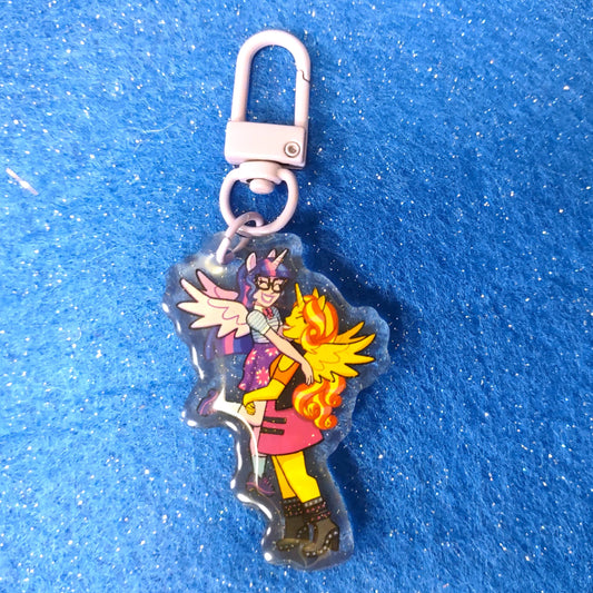 Sunlight Unicorn Girls Acrylic KEYCHAIN by Millie Dubois