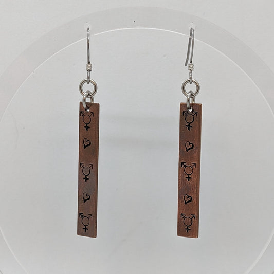 Trans Hearts Stamped Metal EARRINGS by Sixth House Ego